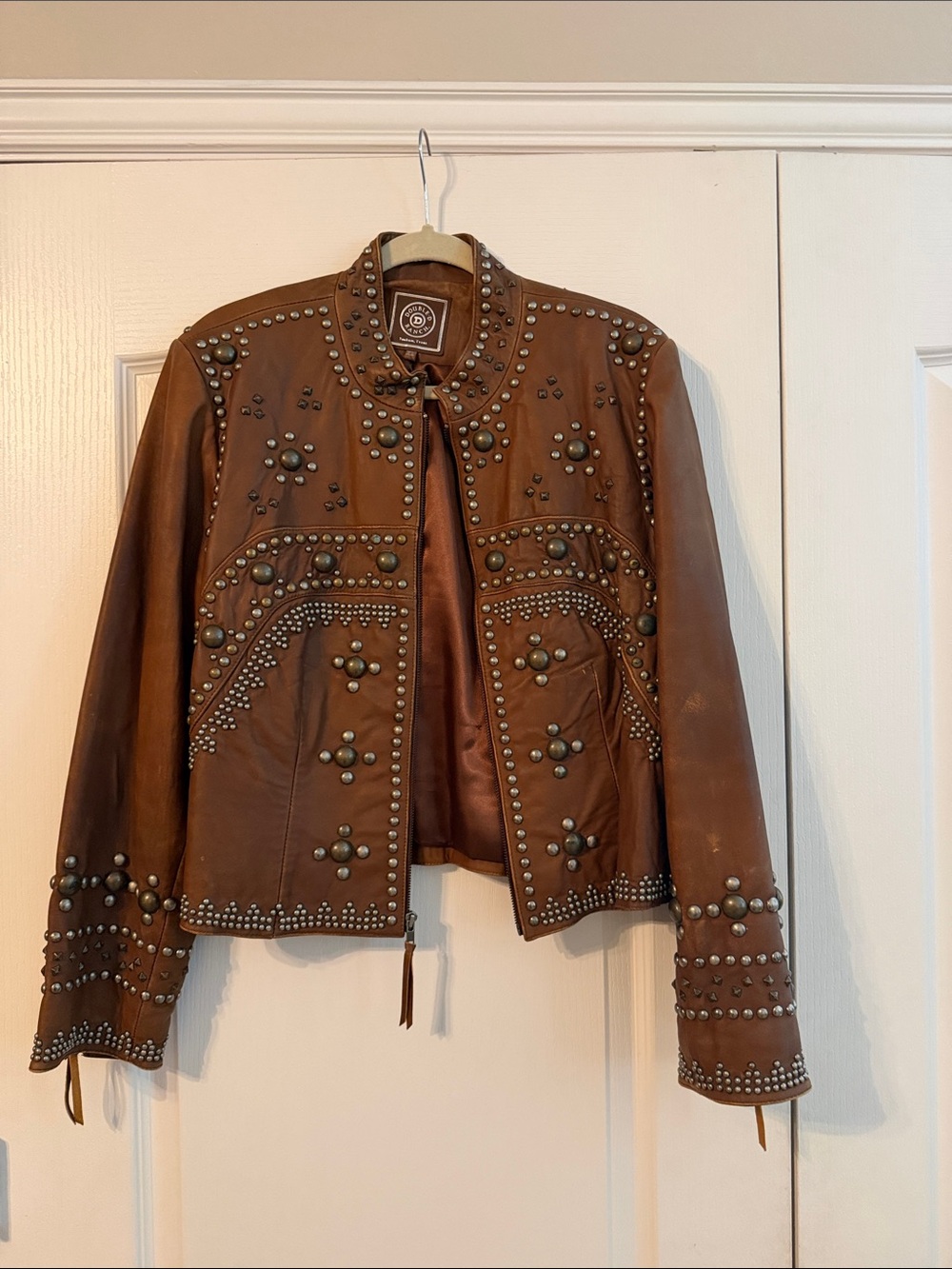 Vintage Double D Ranch Studded Brown Leather Jacket - Women